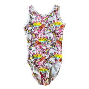 GYMGEAR Rainbow Cat Unicorn Leotard Girls CS 6X-7 Pink Yellow Gymnastics Leo